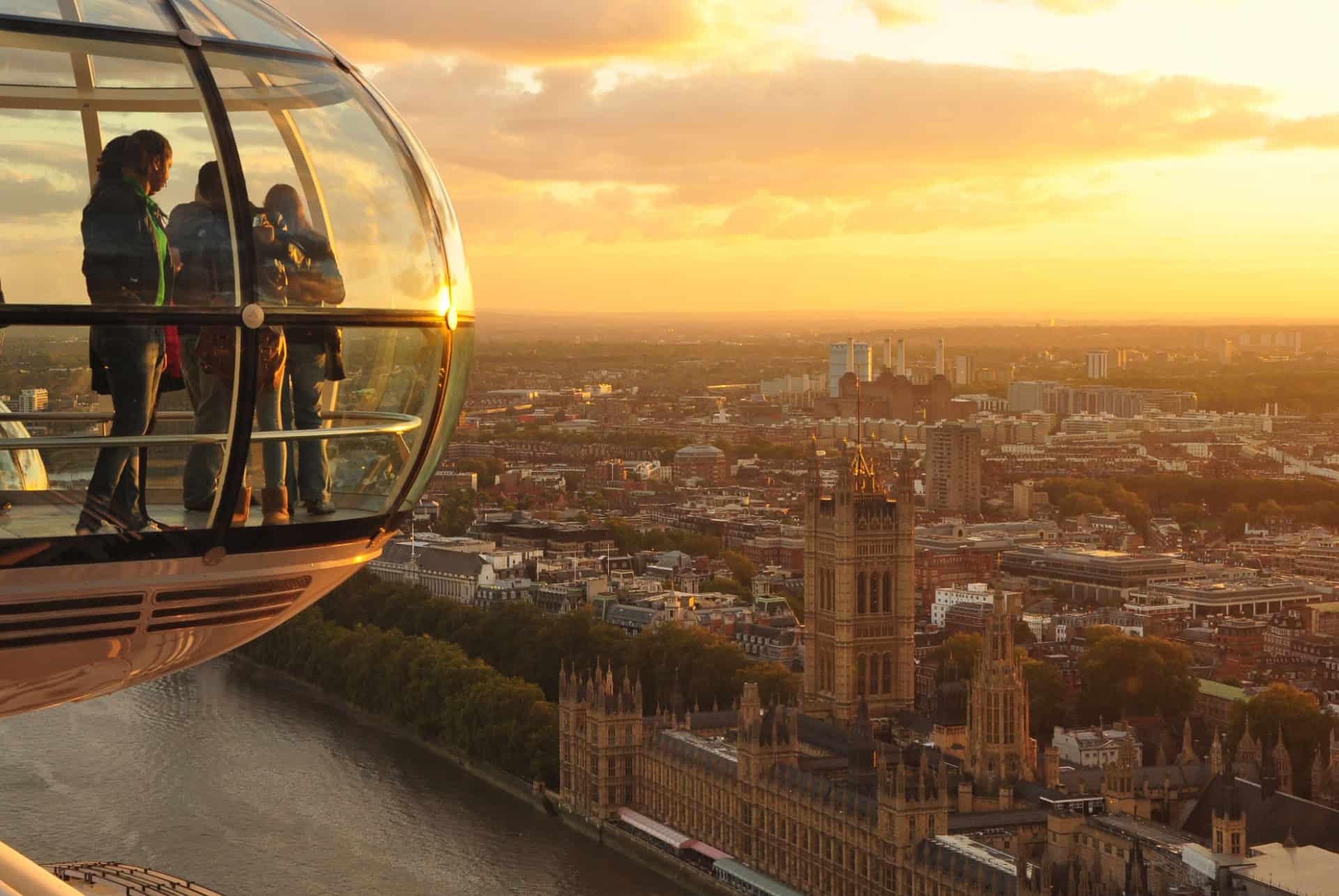 vue coucher de soleil london eye