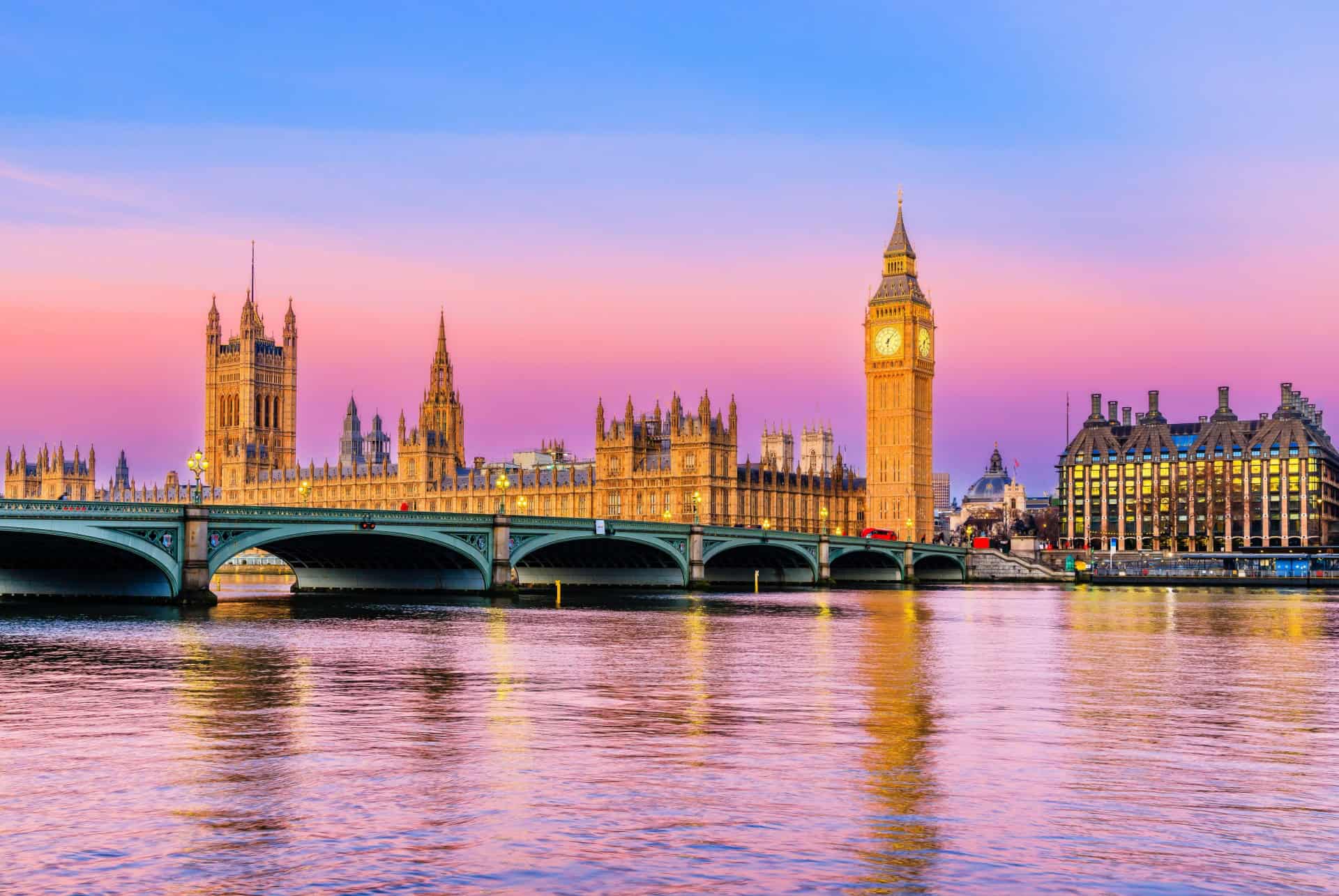 big ben coucher de soleil tamise