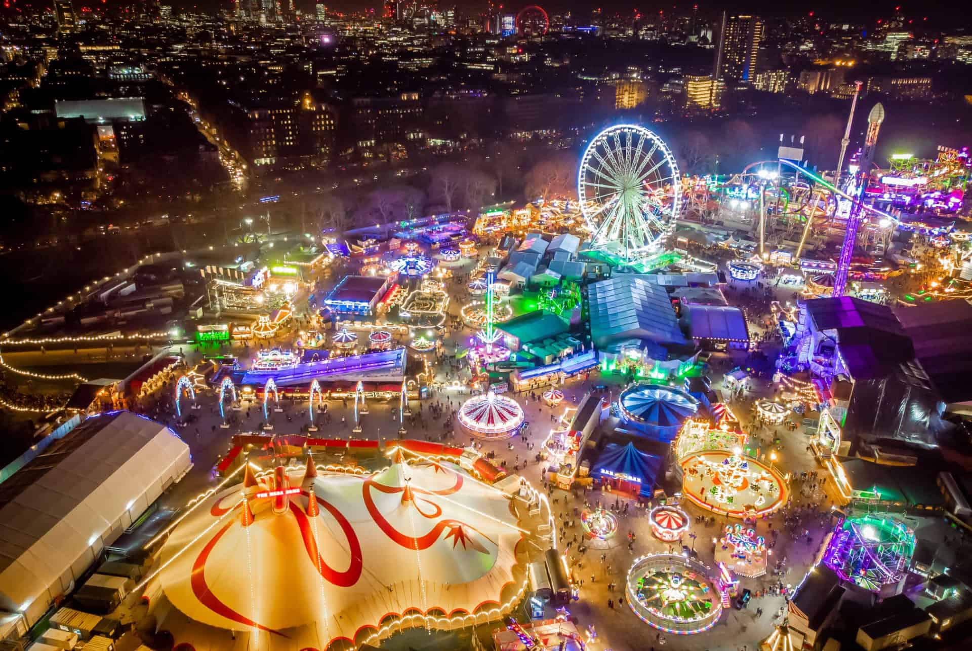 plus beaux marches de noel de londres foire vue du haut